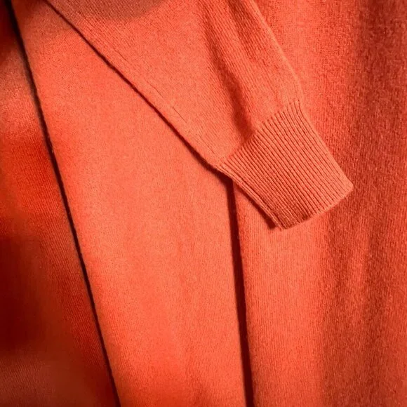 Neiman Marcus Cashmere Long Side-Slit Open-Front Cardigan Burnt Orange Size XS - Picture 5 of 7